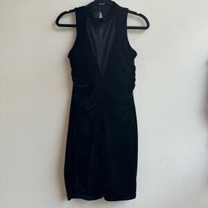 Emerald Sundae Black Velvet Cocktail Dress Short - S